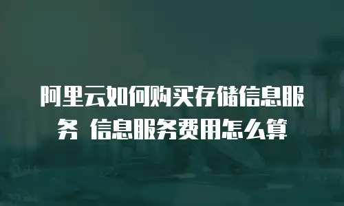 阿里云如何购买存储信息服务 信息服务费用怎么算