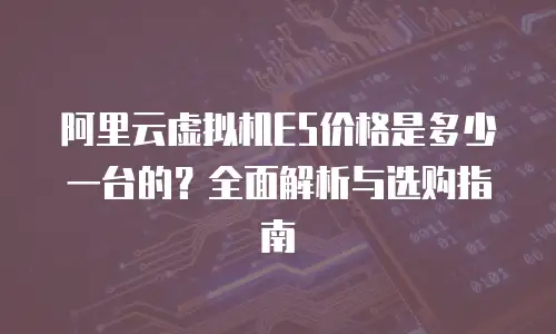 阿里云虚拟机E5价格是多少一台的？全面解析与选购指南