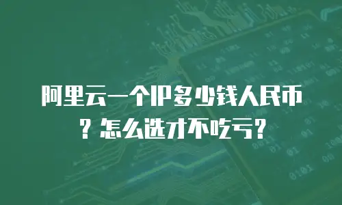 阿里云一个IP多少钱人民币？怎么选才不吃亏？