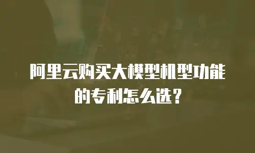 阿里云购买大模型机型功能的专利怎么选？