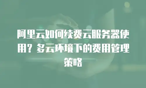 阿里云如何续费云服务器使用？多云环境下的费用管理策略