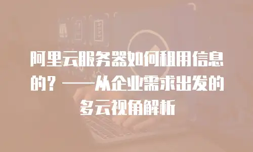 阿里云服务器如何租用信息的？——从企业需求出发的多云视角解析