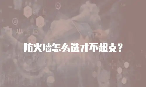 防火墙怎么选才不超支？