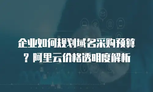 企业如何规划域名采购预算？阿里云价格透明度解析