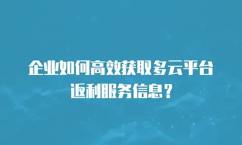 企业如何高效获取多云平台返利服务信息？