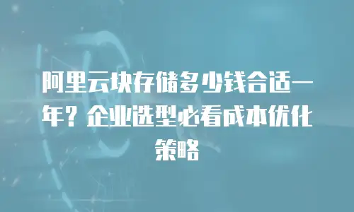 阿里云块存储多少钱合适一年？企业选型必看成本优化策略