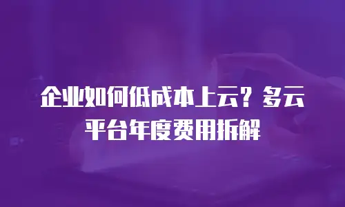 企业如何低成本上云？多云平台年度费用拆解