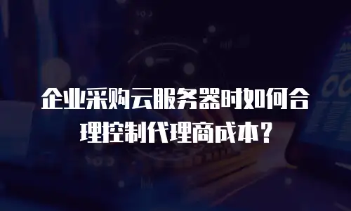 企业采购云服务器时如何合理控制代理商成本？