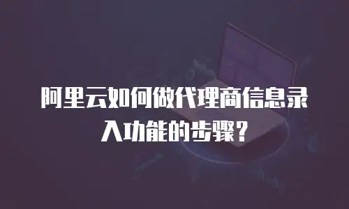 阿里云如何做代理商信息录入功能的步骤？