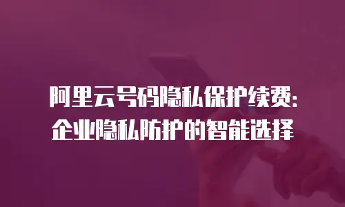 阿里云号码隐私保护续费：企业隐私防护的智能选择