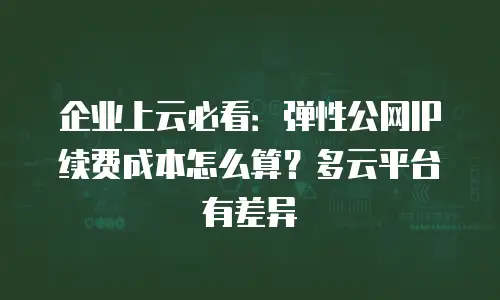 企业上云必看：弹性公网IP续费成本怎么算？多云平台有差异