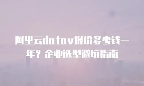 阿里云datav报价多少钱一年？企业选型避坑指南