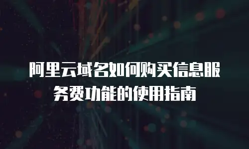 阿里云域名如何购买信息服务费功能的使用指南