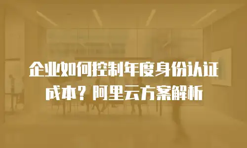 企业如何控制年度身份认证成本？阿里云方案解析