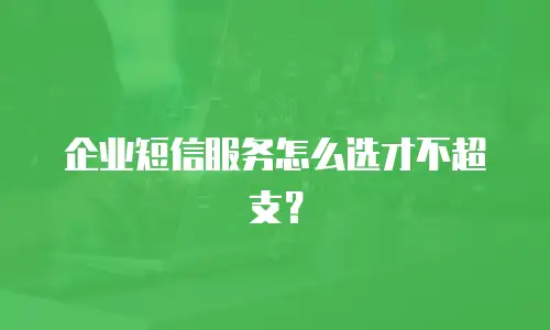 企业短信服务怎么选才不超支？