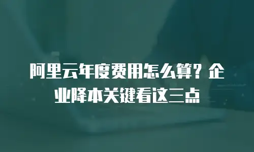 阿里云年度费用怎么算？企业降本关键看这三点