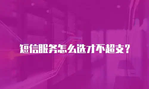 短信服务怎么选才不超支？