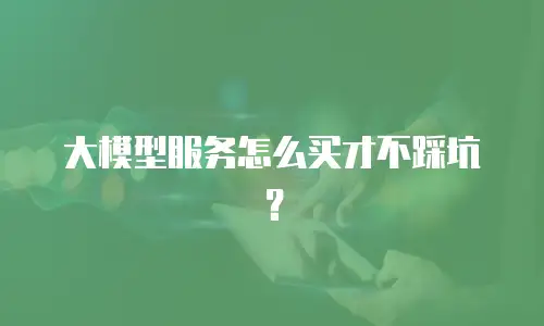 大模型服务怎么买才不踩坑？