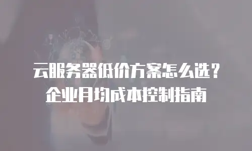 云服务器低价方案怎么选？企业月均成本控制指南