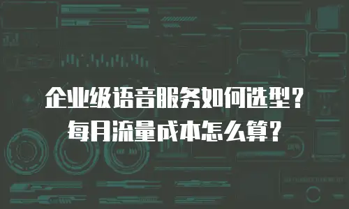 企业级语音服务如何选型？每月流量成本怎么算？