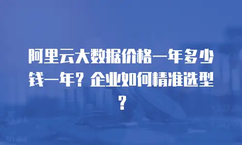 阿里云大数据价格一年多少钱一年？企业如何精准选型？
