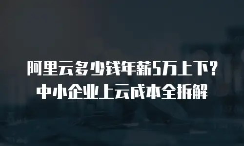 阿里云多少钱年薪5万上下？中小企业上云成本全拆解