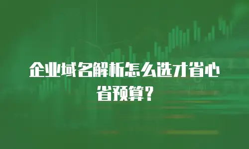 企业域名解析怎么选才省心省预算？