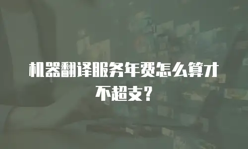 机器翻译服务年费怎么算才不超支？