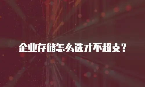 企业存储怎么选才不超支？