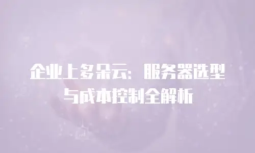 企业上多朵云：服务器选型与成本控制全解析