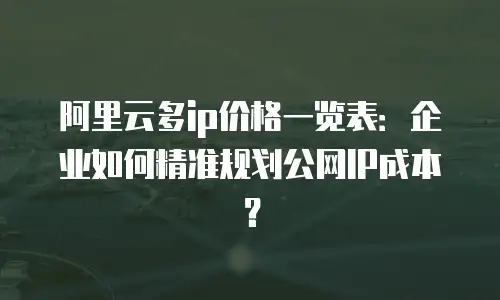 阿里云多ip价格一览表：企业如何精准规划公网IP成本？
