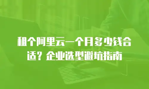 租个阿里云一个月多少钱合适？企业选型避坑指南