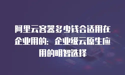 阿里云容器多少钱合适用在企业用的：企业级云原生应用的明智选择