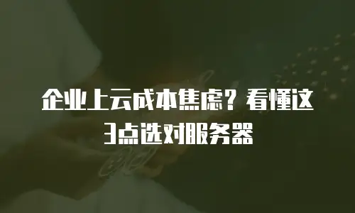 企业上云成本焦虑？看懂这3点选对服务器