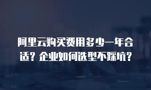 阿里云购买费用多少一年合适？企业如何选型不踩坑？
