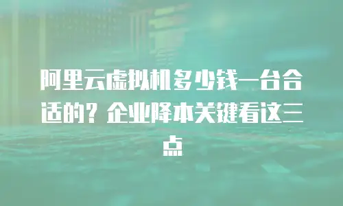 阿里云虚拟机多少钱一台合适的？企业降本关键看这三点