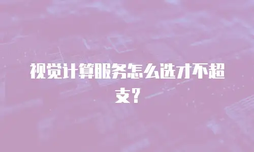 视觉计算服务怎么选才不超支？