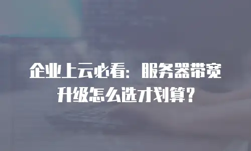 企业上云必看：服务器带宽升级怎么选才划算？