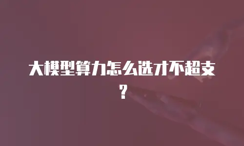 大模型算力怎么选才不超支？