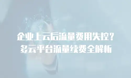 企业上云后流量费用失控？多云平台流量续费全解析