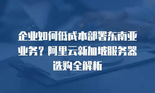企业如何低成本部署东南亚业务？阿里云新加坡服务器选购全解析