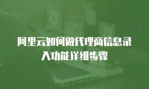 阿里云如何做代理商信息录入功能详细步骤
