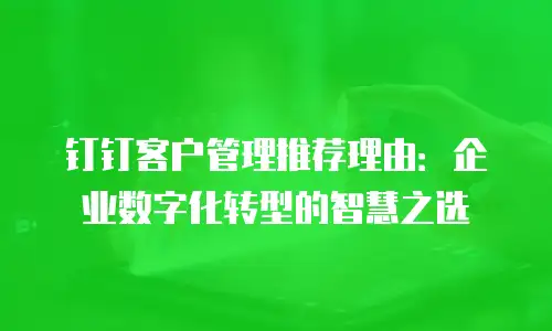 钉钉客户管理推荐理由：企业数字化转型的智慧之选
