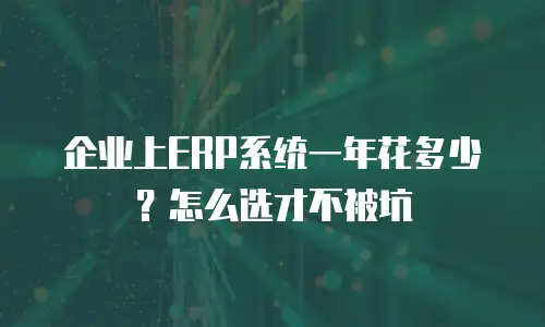 企业上ERP系统一年花多少？怎么选才不被坑