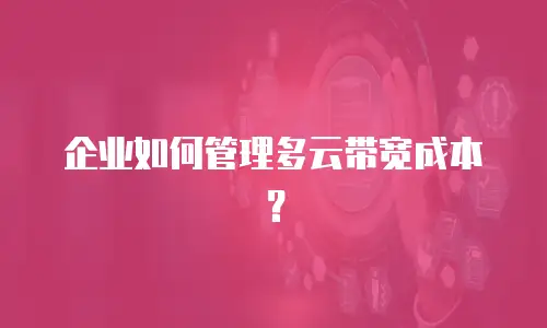 企业如何管理多云带宽成本？