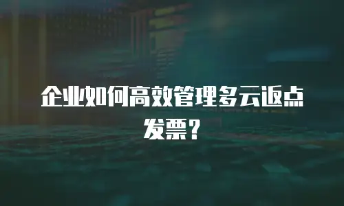 企业如何高效管理多云返点发票？