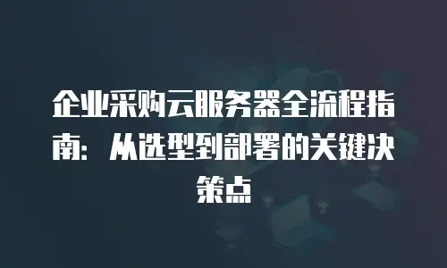 企业采购云服务器全流程指南：从选型到部署的关键决策点
