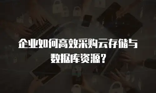 企业如何高效采购云存储与数据库资源？