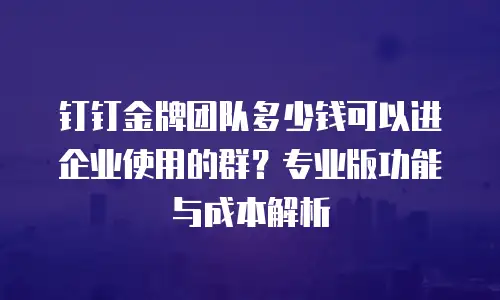 钉钉金牌团队多少钱可以进企业使用的群？专业版功能与成本解析