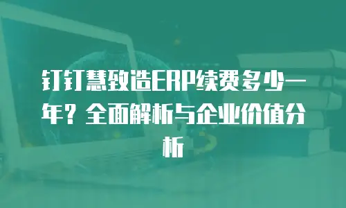 钉钉慧致造ERP续费多少一年？全面解析与企业价值分析